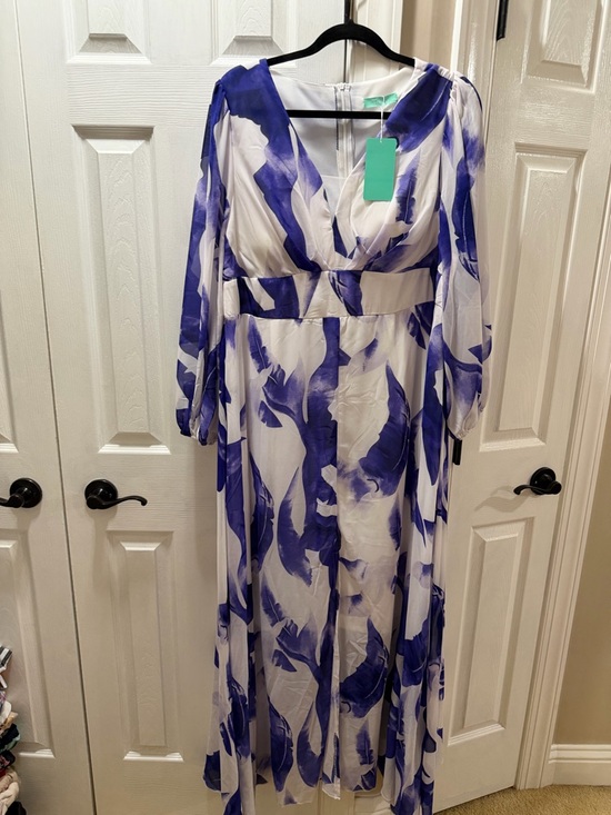 Dresses & Skirts - Blue and White Floral V-Neck Maxi Dress